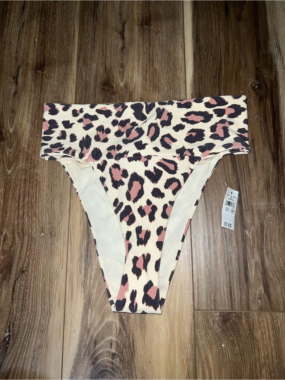 aerie Leopard Print High-Waist Bikini Bottoms in Cream, Black & Brown
